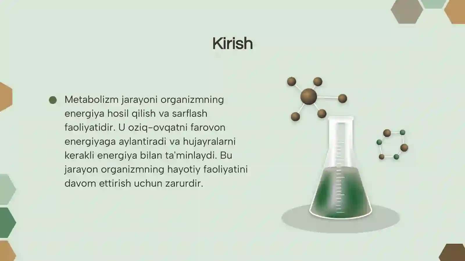Metobalizm jarayonida energiya hosil bo'lishi va sarflanishi 3