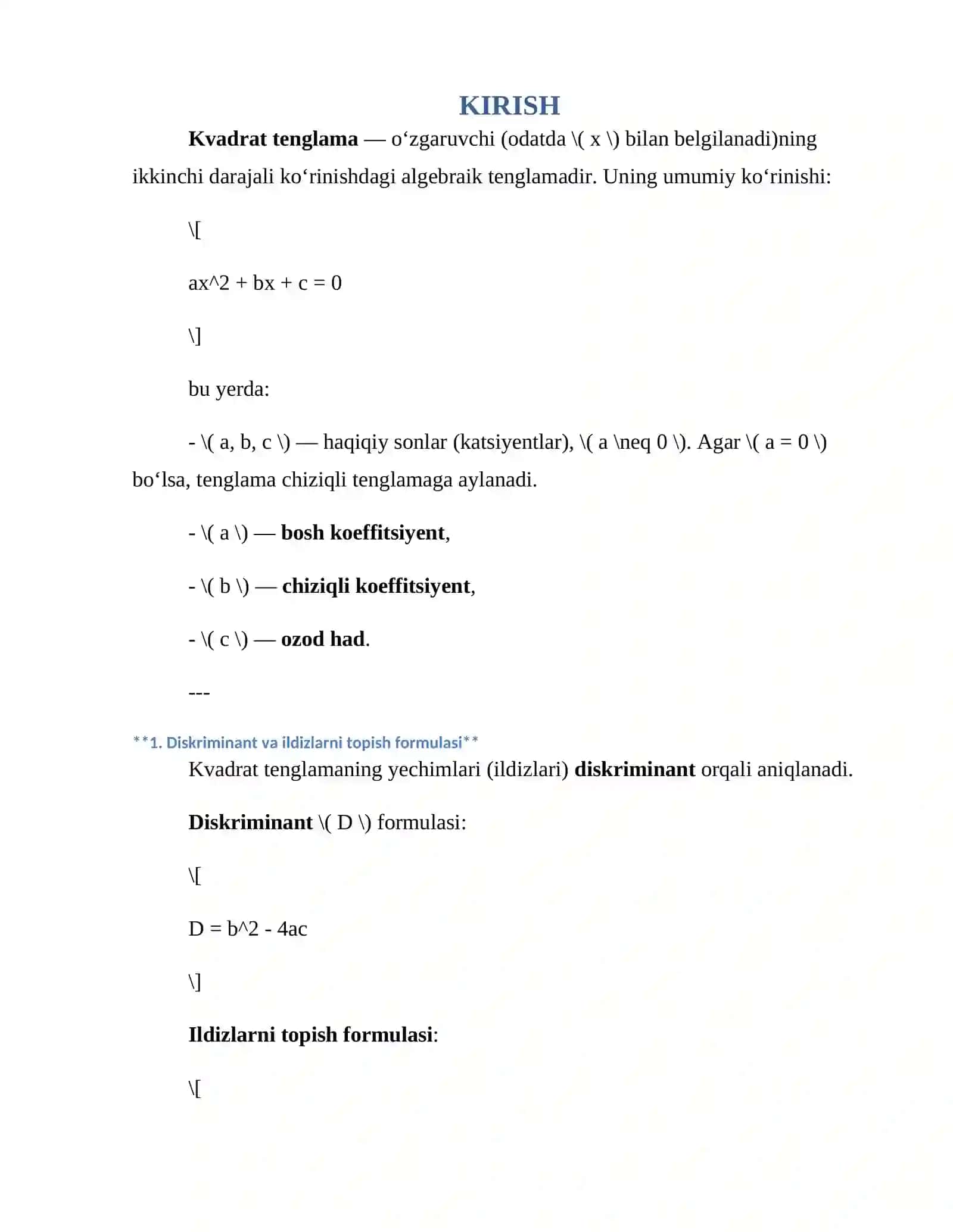 Oliy Matematika Kvadrat Tenglama 3