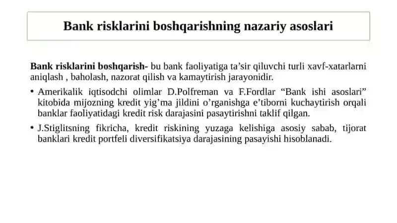BANK RISKLARINI BOSHQARISH TIZIMI 3
