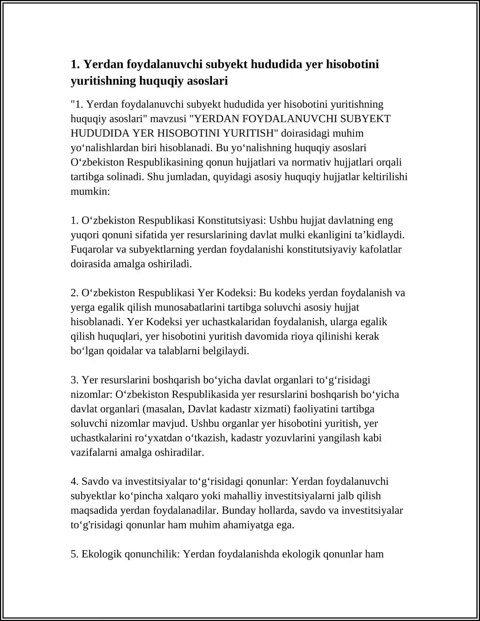 YERDAN FOYDALANUVCHI SUBYEKT HUDUDIDA YER HISOBOTINI YURITISHNING HUQUQIY ASOSLARI 3