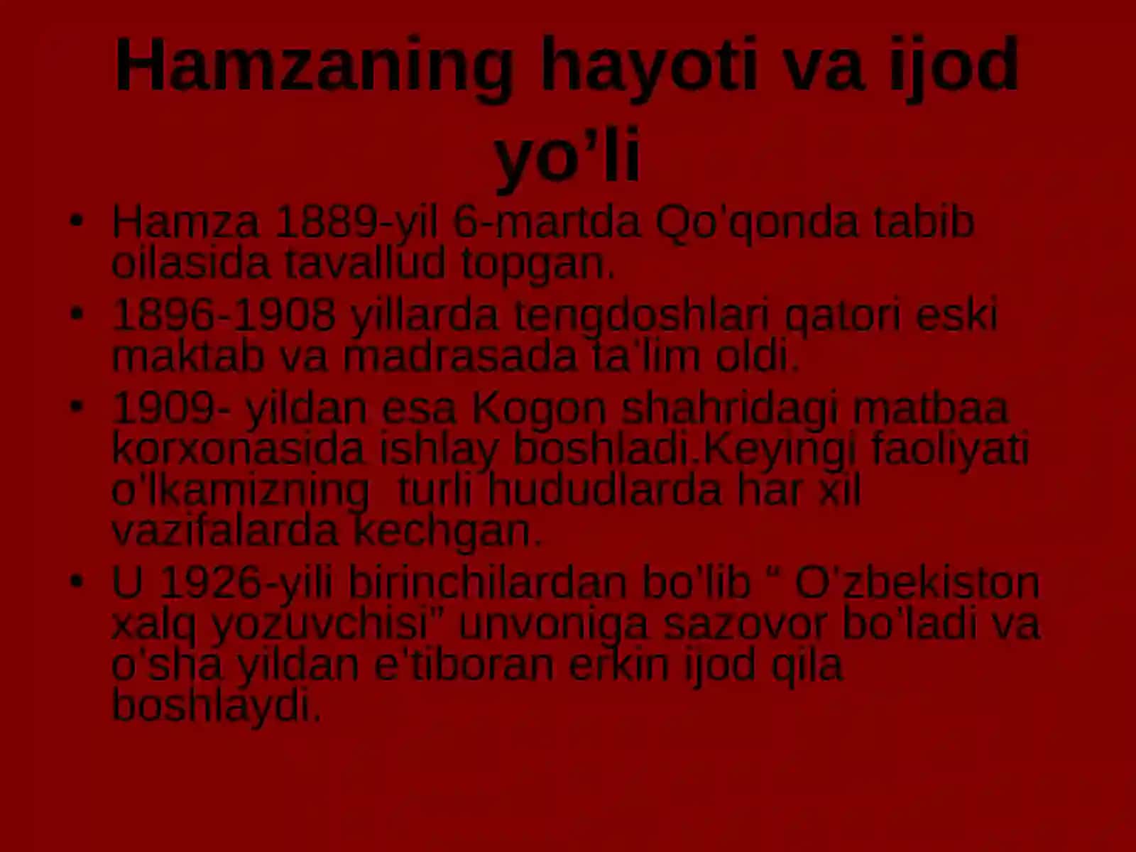HAMZA HAKIMZODA NIYOZIY IJODIDA TA'LIM TARBIYAGA OID G'OYALARNI AKS ETTIRISH 3
