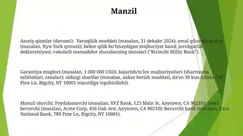 Axborot xati, iltimos xati kafolat xati zaruriy qismlari 3