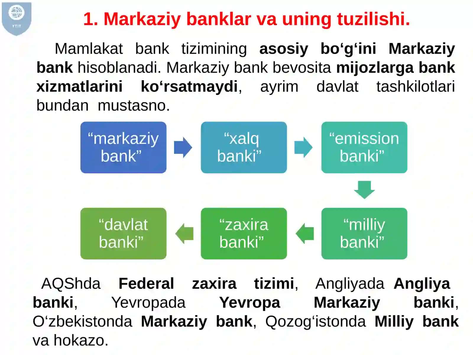 Markaziybanklar va ularning funktsiyalari 3