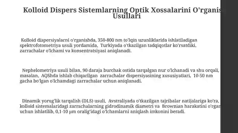 Kolloid Dispers Sistemlarning Optik Xossalarini O'rganish Usullari 3