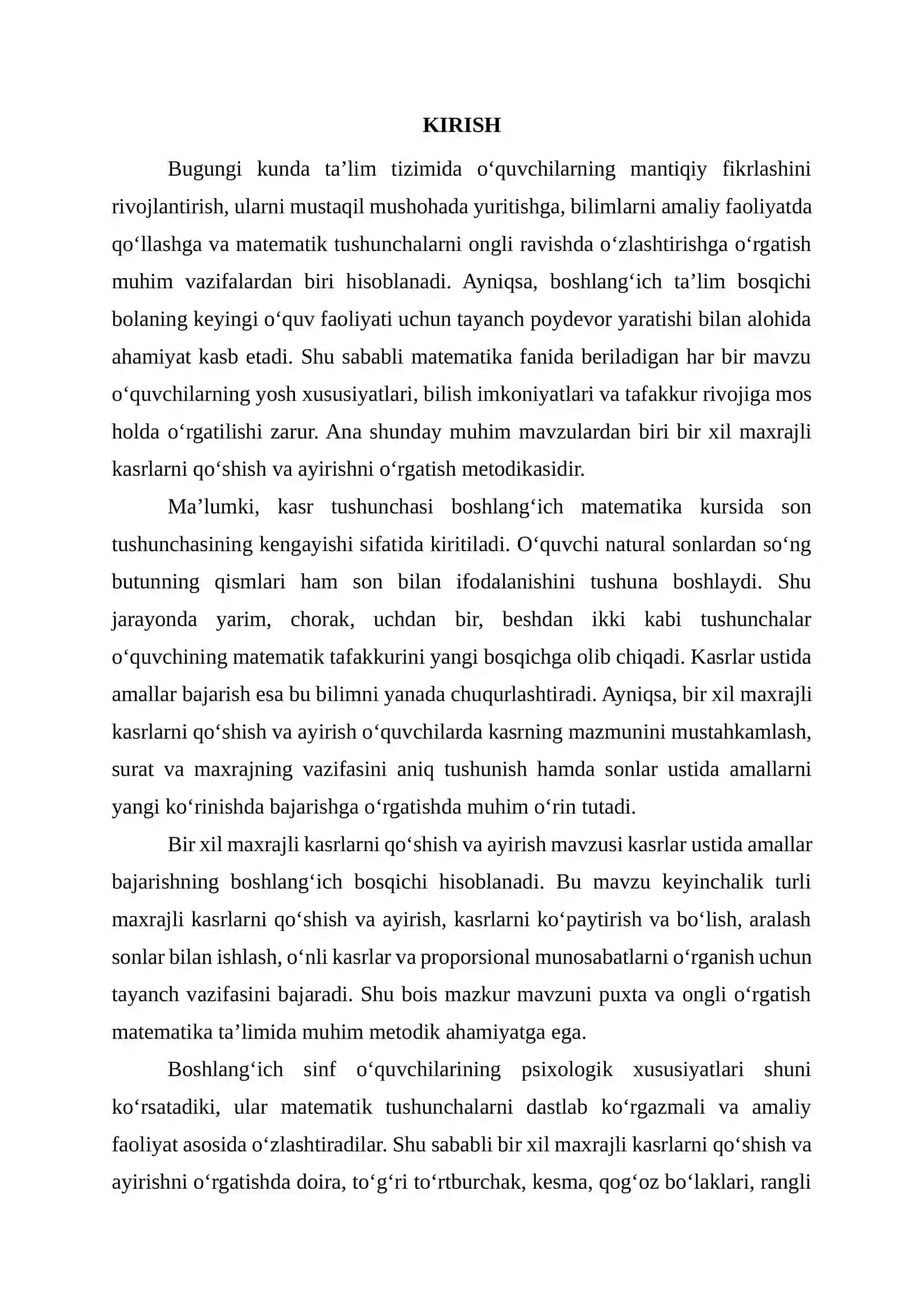 Bir xil maxrajli kasrlarni qo‘shish va ayirish metodikasi 3