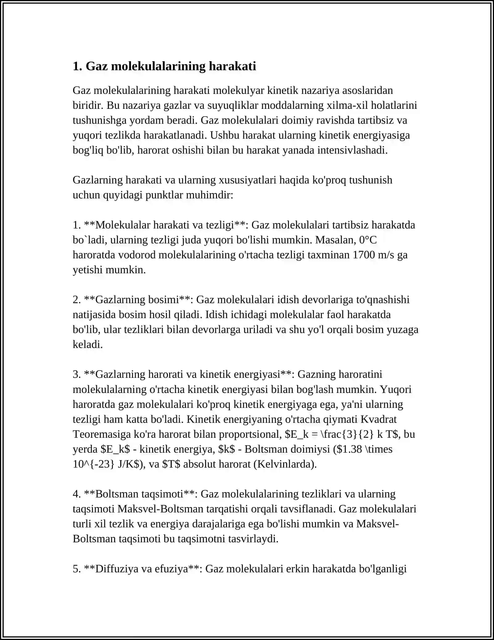 Gaz molekulalarining harakati 3