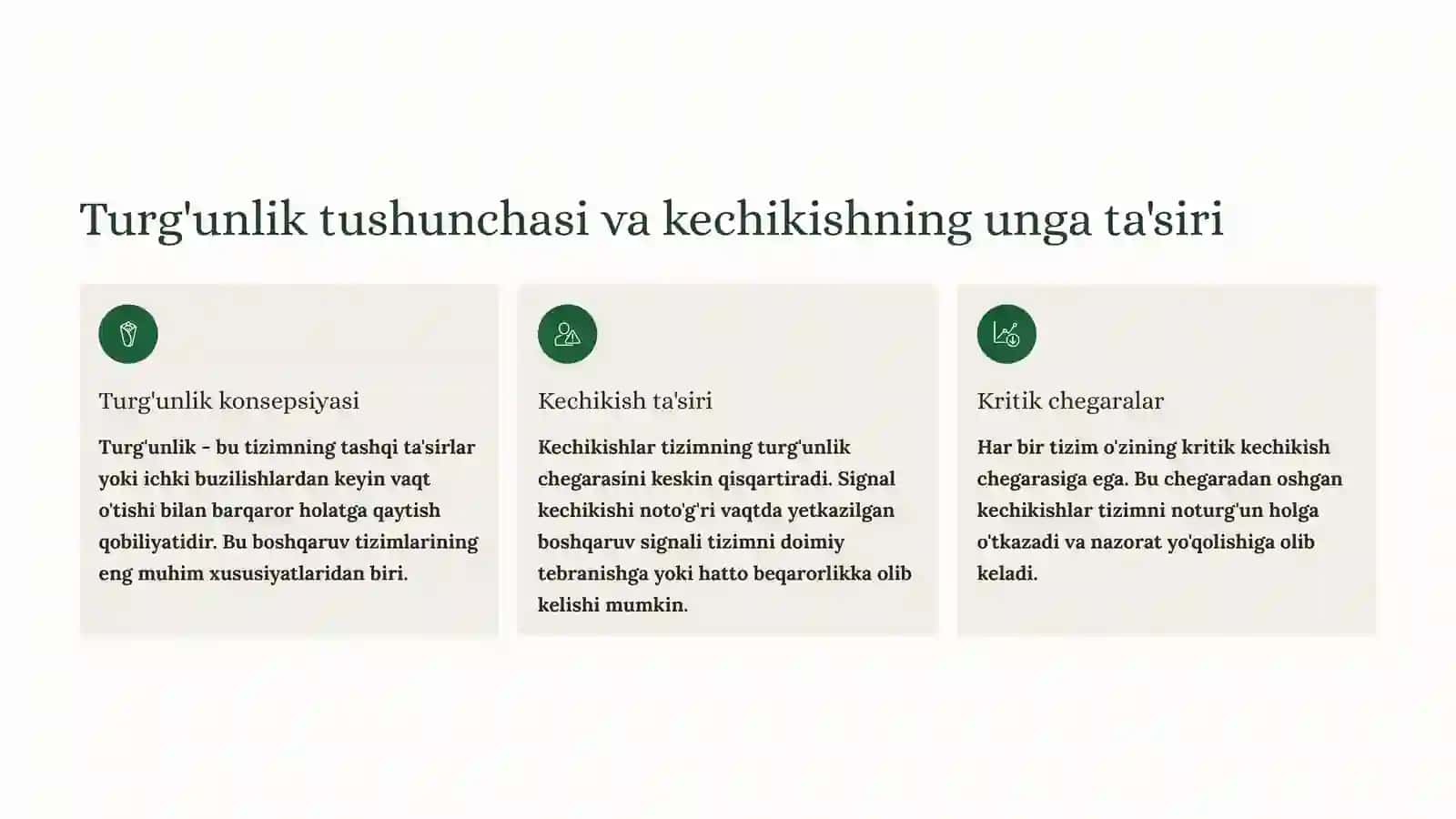 Model turg'unligiga boshqaruv signali kechikishining ta'siri 3