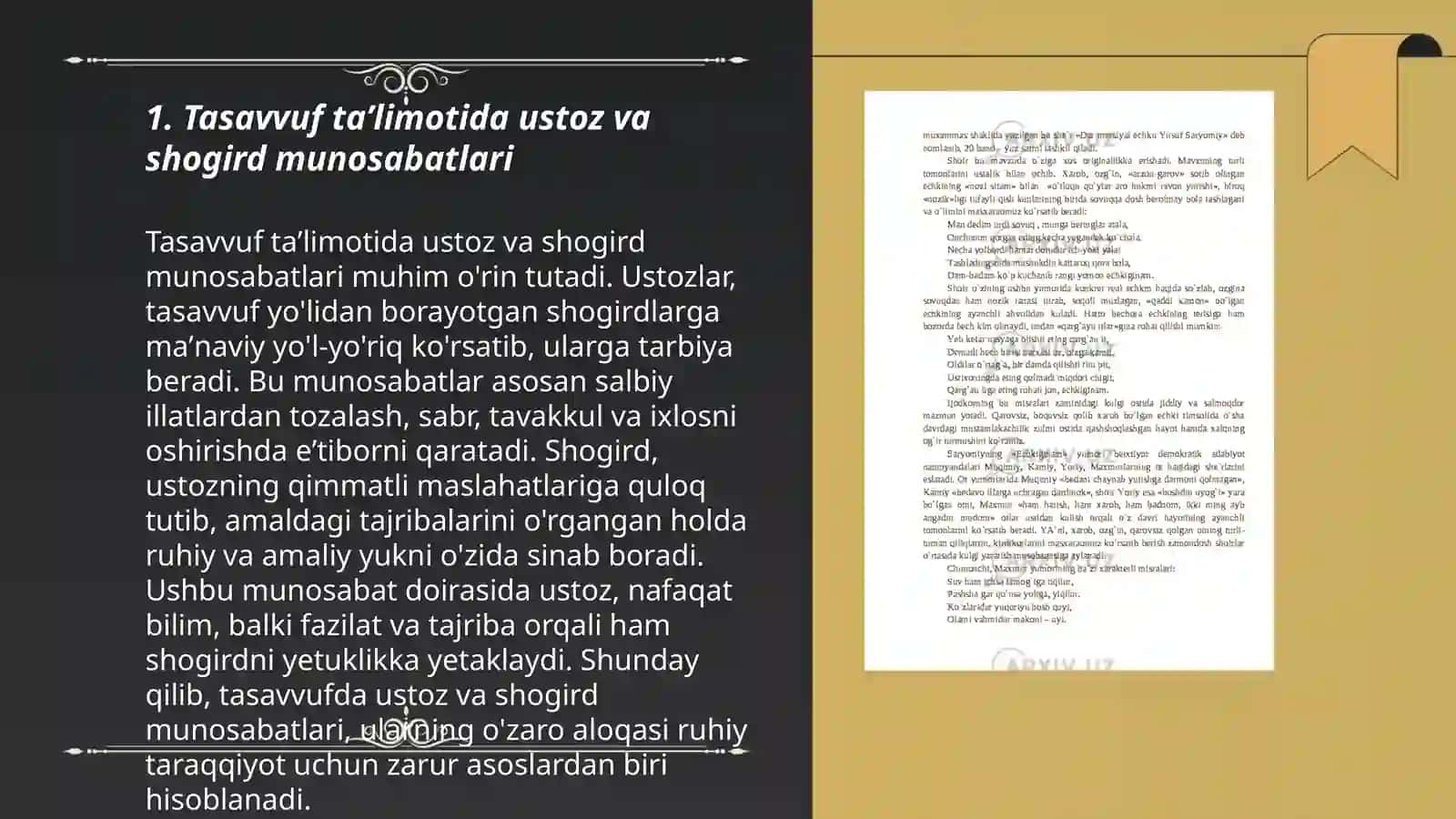 Tasavvuf taʼlimotidagi ustoz va shogird anʼanalarining qoʻllanishi masalalari 3