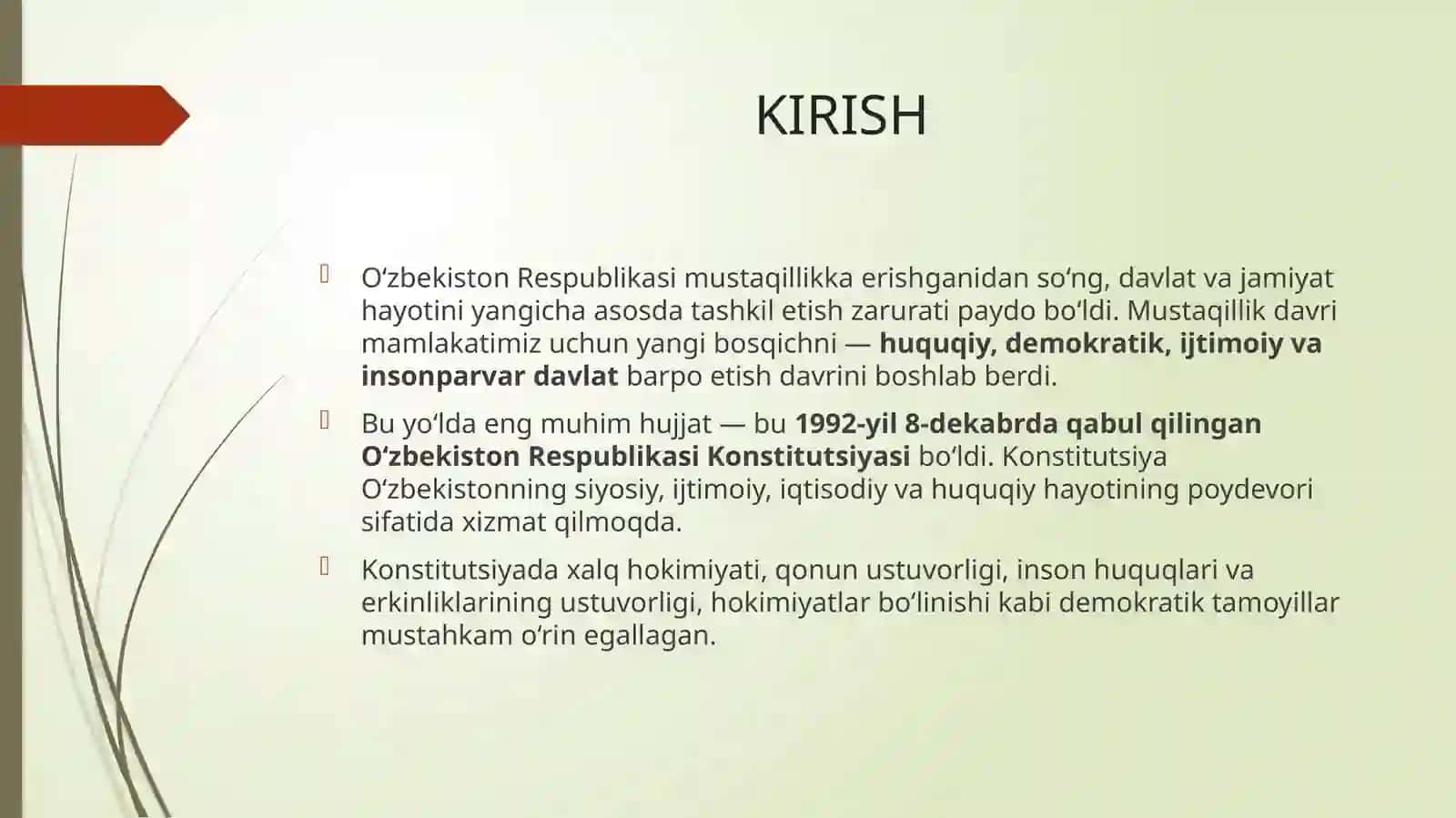 O‘ZBEKISTONDA HUQUQIY DEMOKRATIK DAVLATQURISHNING KONSTITUTSIYAVIY ASOSLARI 3