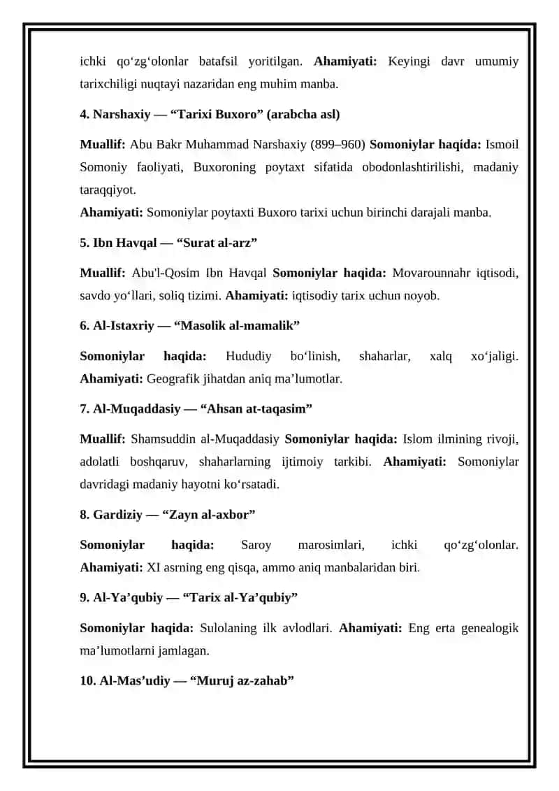 Somoniylar tarixiga doir arab tilli manbalar bibliografiyasi 3