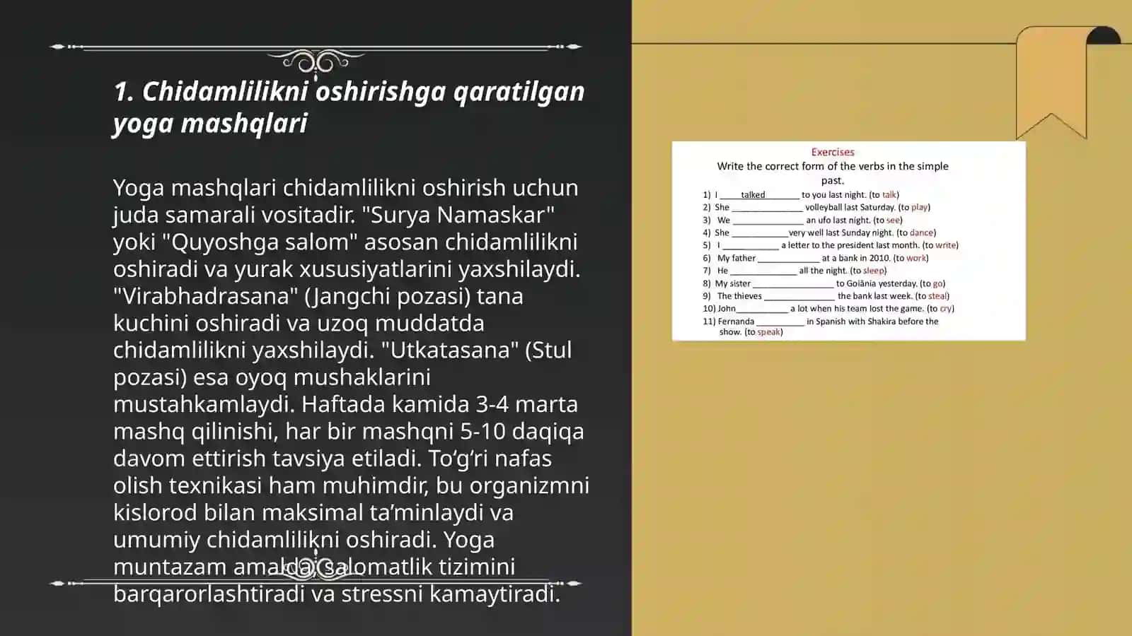 Chidamlilikni oshirishga qaratilgan yoga mashqlari 3