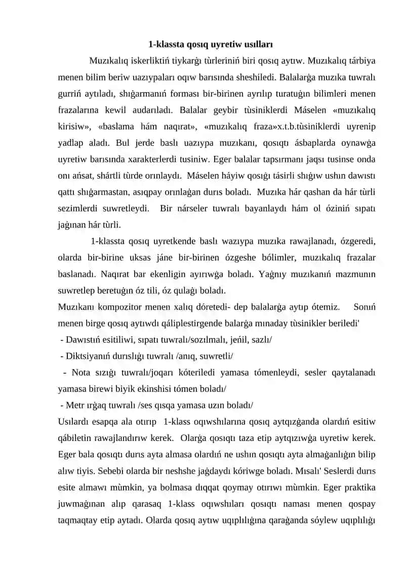 1-4 klaslarda muzıka oqıtıwdıń wazıypaları hám mazmunı 3