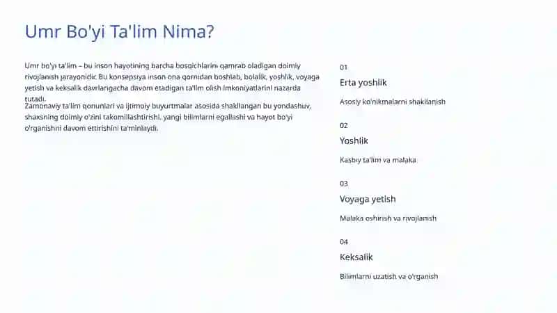 Umr Bo'yi Ta'lim Konsepsiyasi: Bilim va Rivojlanish Yo'lida 3