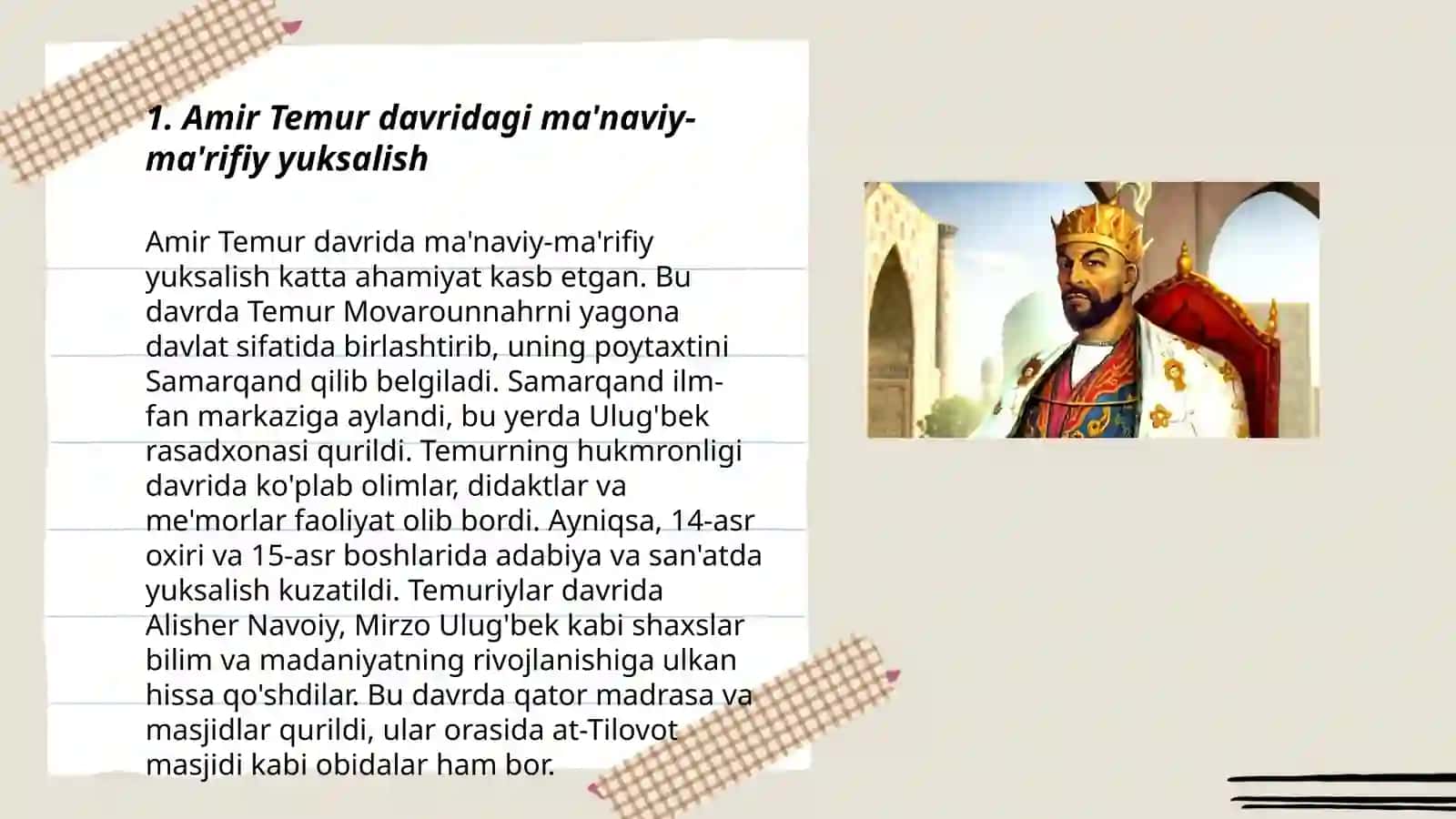 Temuriylar davrida ma‘naviy-ma‘rifiy yuksalish 3