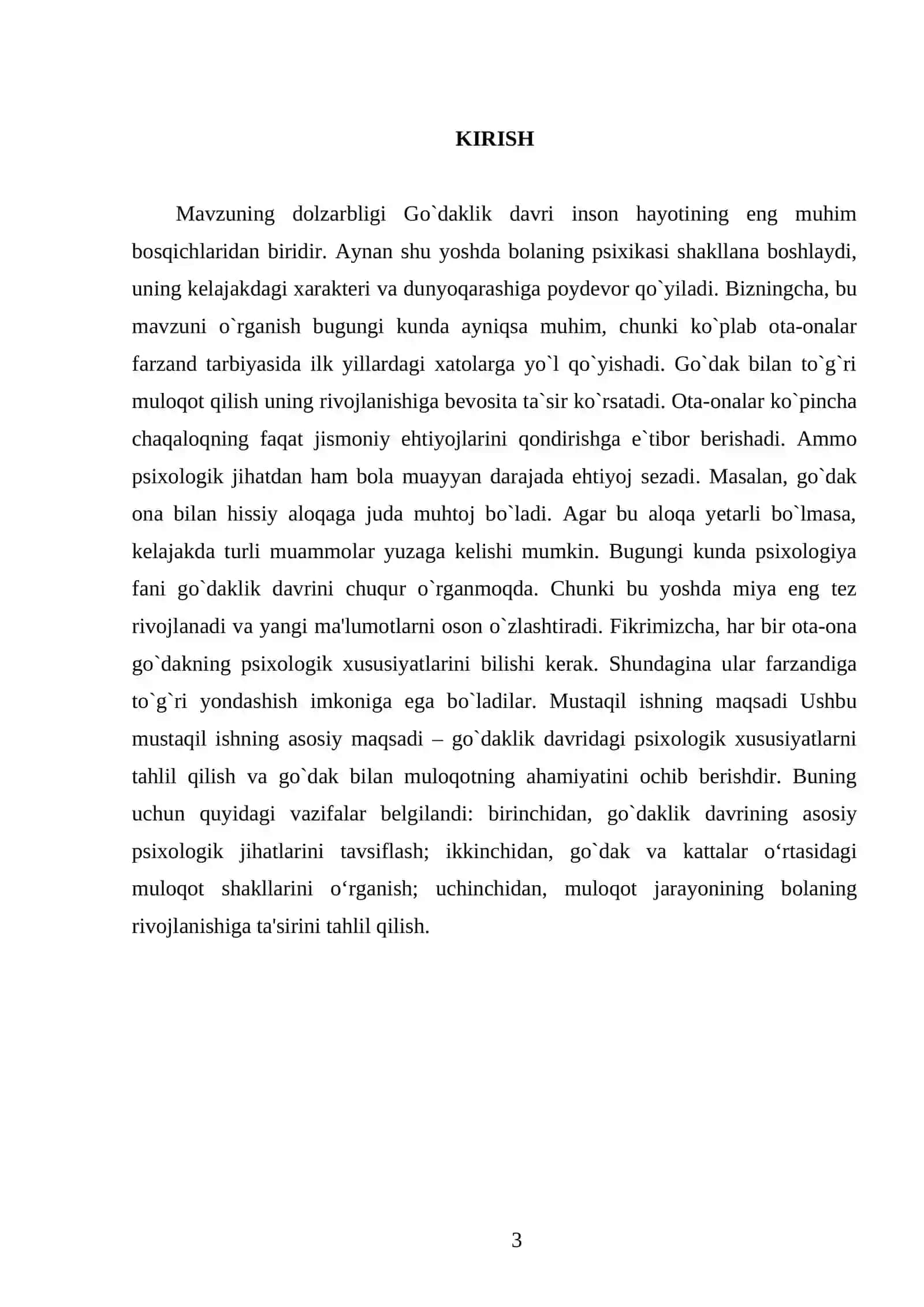 Go`daklik davrining psixologik xususiyatlari. Go`dak va muloqot 3