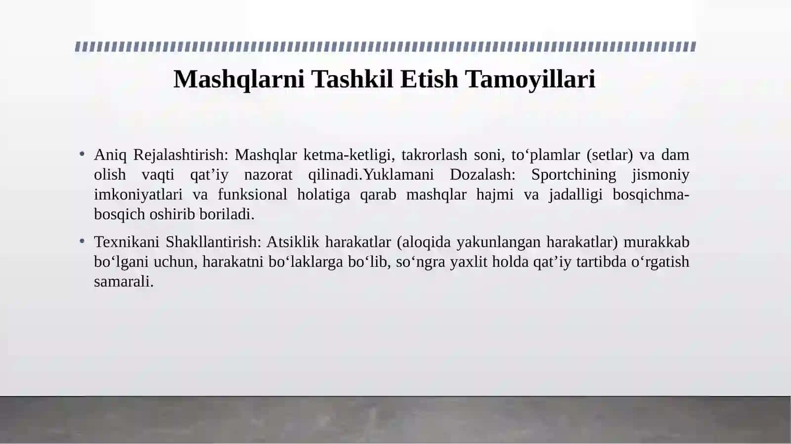 ATSIKLIK PARA SPORT TURLARIDA QATTIY TARTIBLASHTIRILGAN MASHQ USLUBLARINI QO’LLASH 3