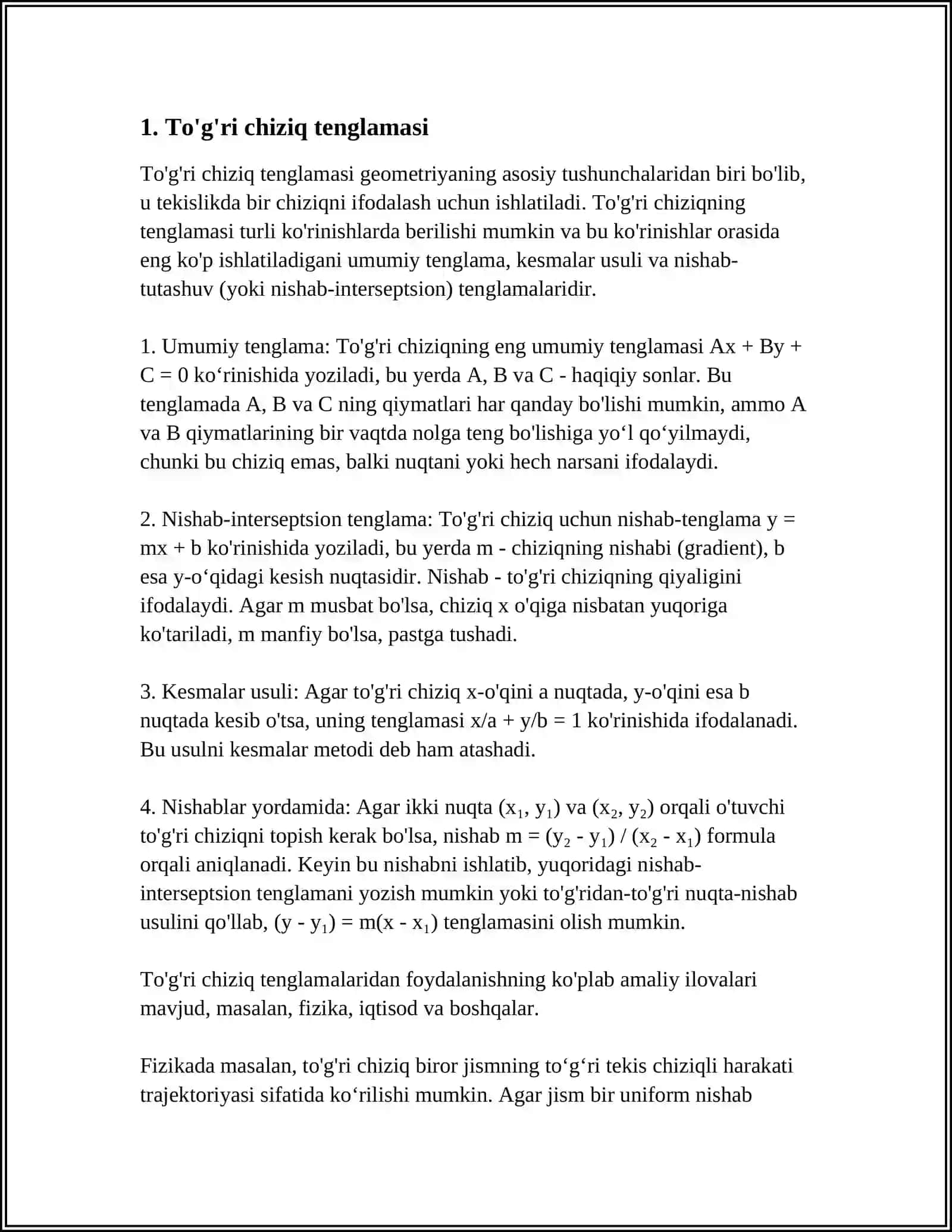 AX+BY+C KO'PHAD BELGISINING GEOMETRIK MA NOSI 3