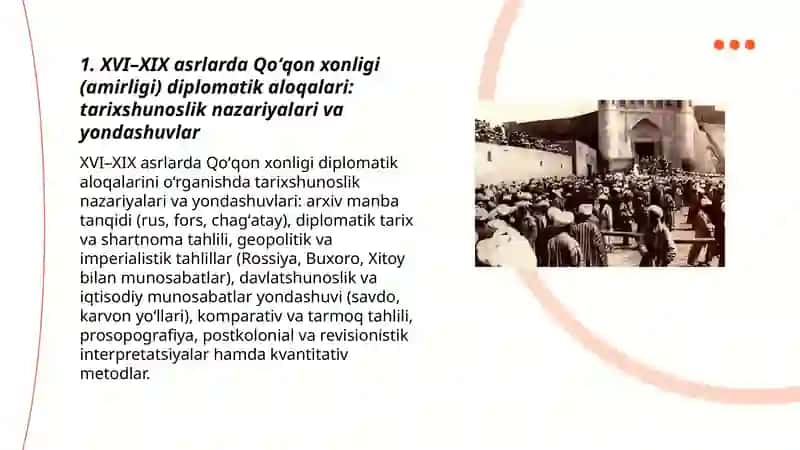 XVI-XIX asr Qo'qon xonligi (amirligi) diplomatik aloqalari tarixshunosligi 3