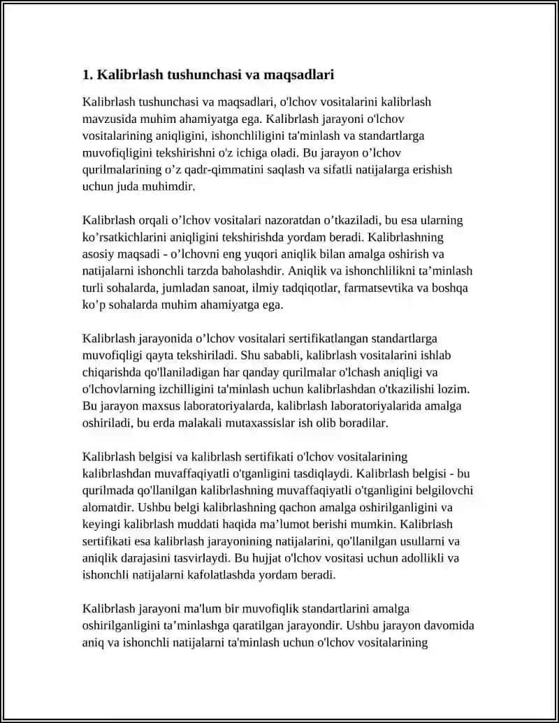 O'LCHOV VOSITALARINI KALIBRLASH. KALIBRLASH BELGISI, KALIBRLASH SERTIFIKATI 3