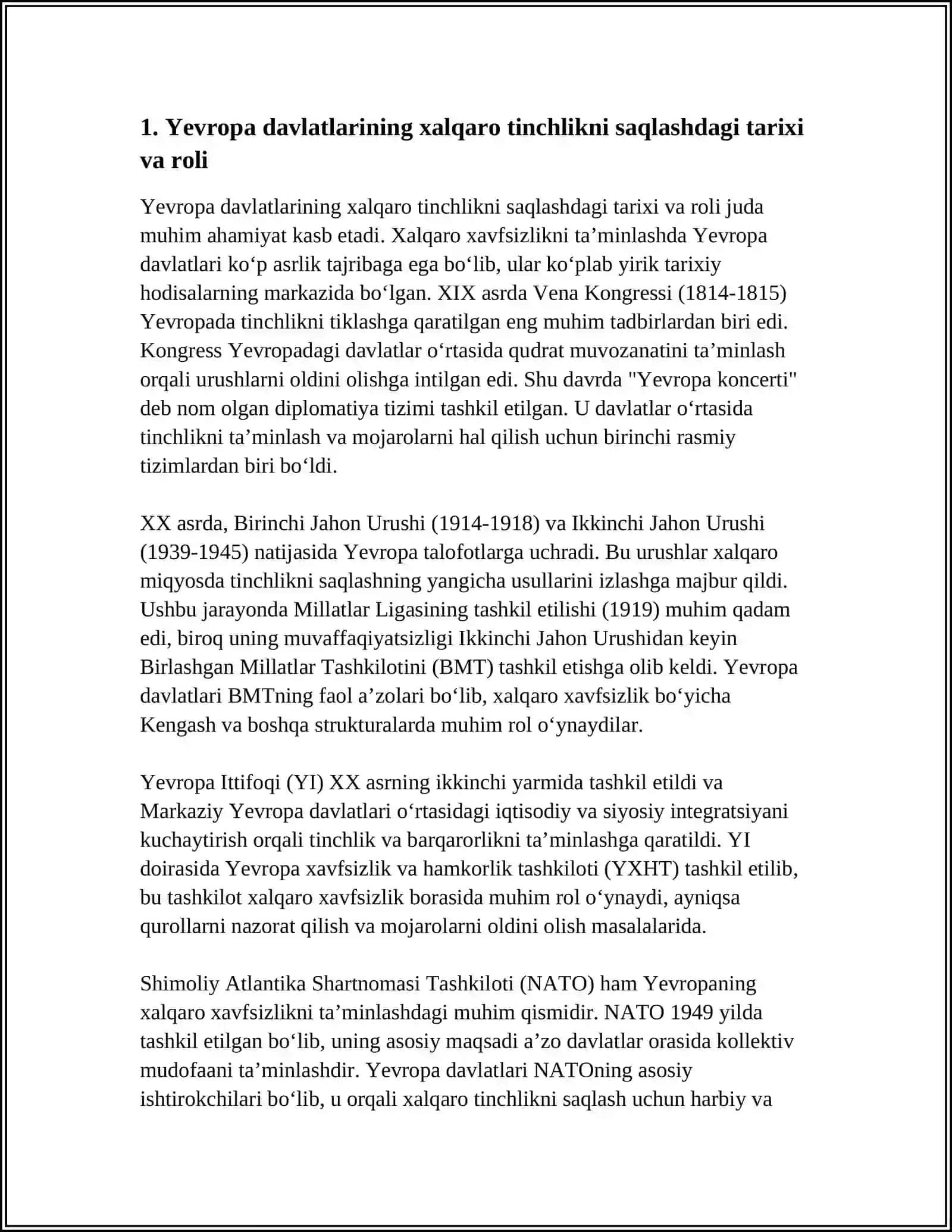 XALQARO XAVFSIZLIKNI TAMINLASH DA YEVROPA DAVLATLARI ÓRNI 3