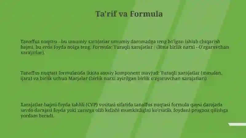 Zararsizlik nuqtasi tahlili 3