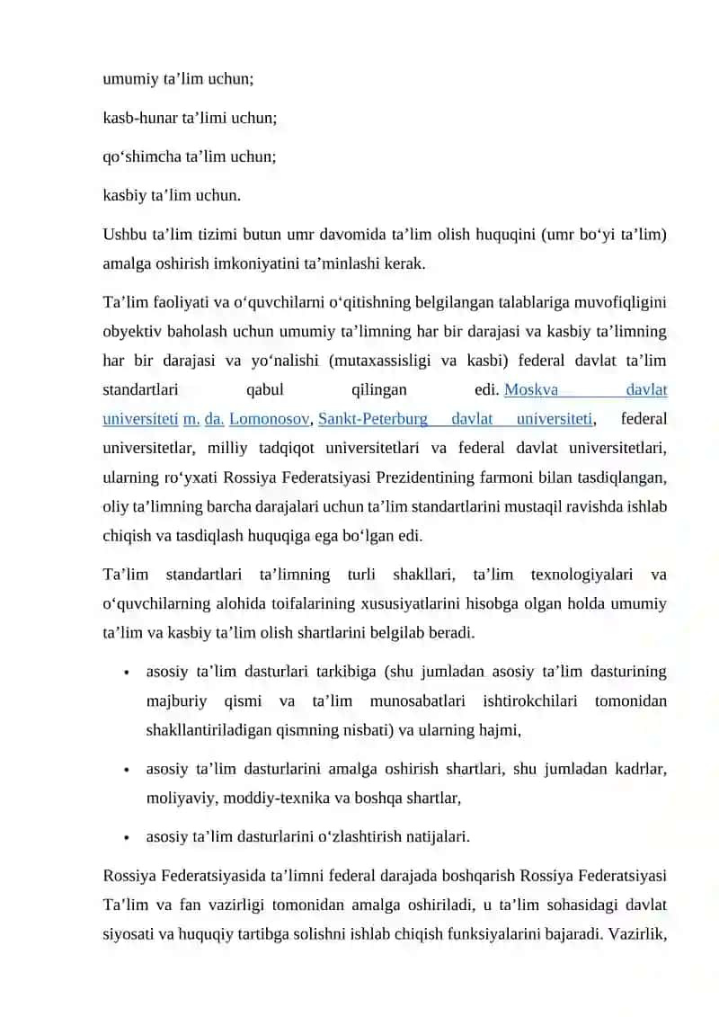 Rossiya Federatsiyasining oliy ta’lim muassasalari tendensiyalarini elektron resurs materiallari asosida o’rganish 3