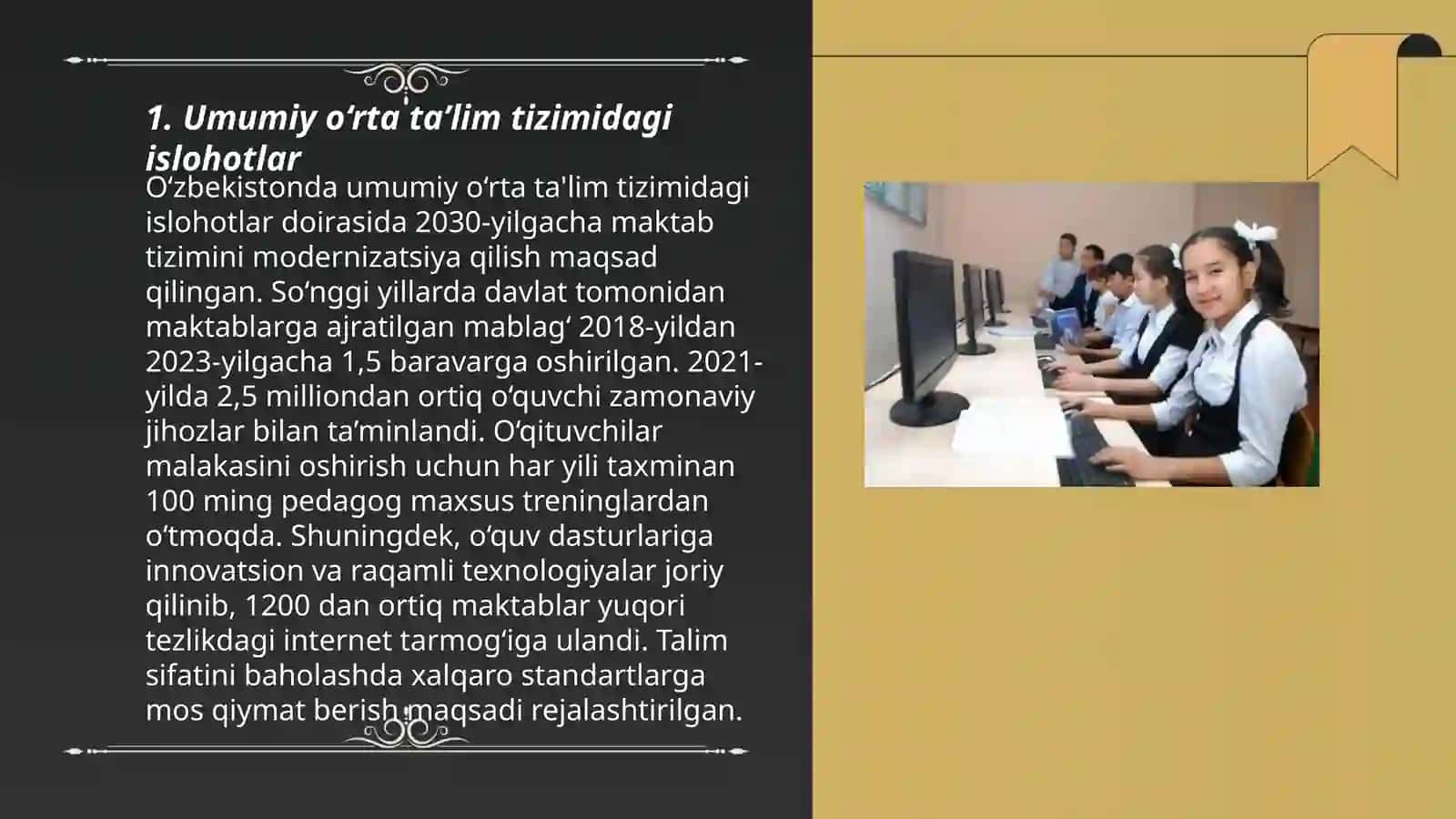 Õzbekiston Respublikasida ta'lim sohasi boyicha amalga oshirilgan islohatlar 3