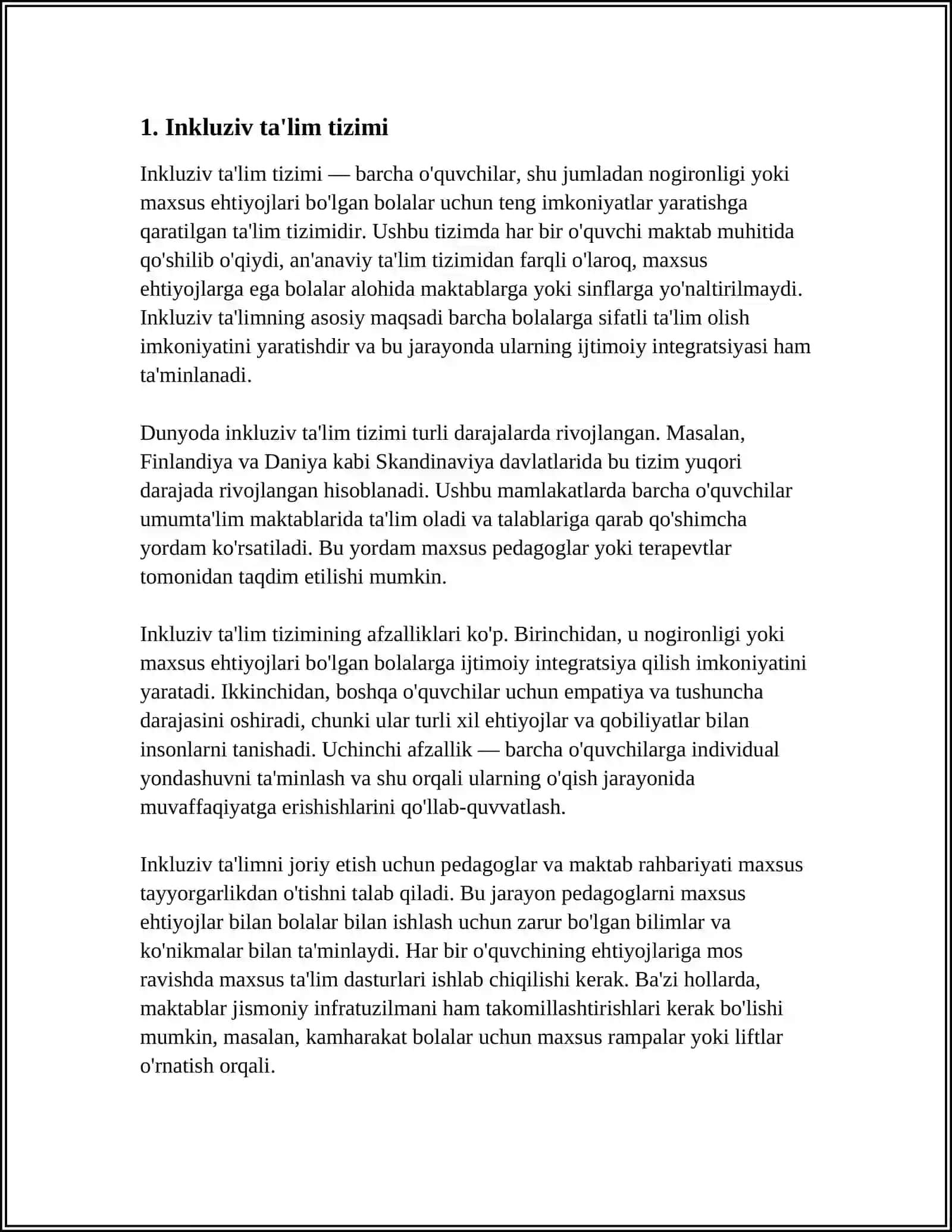 ALOXIDA E'TIBORGA MUXTOJ BO'LGAN BOLALARNI UMUM TA'LIMGA UYG'UNLASHTIRISH 3