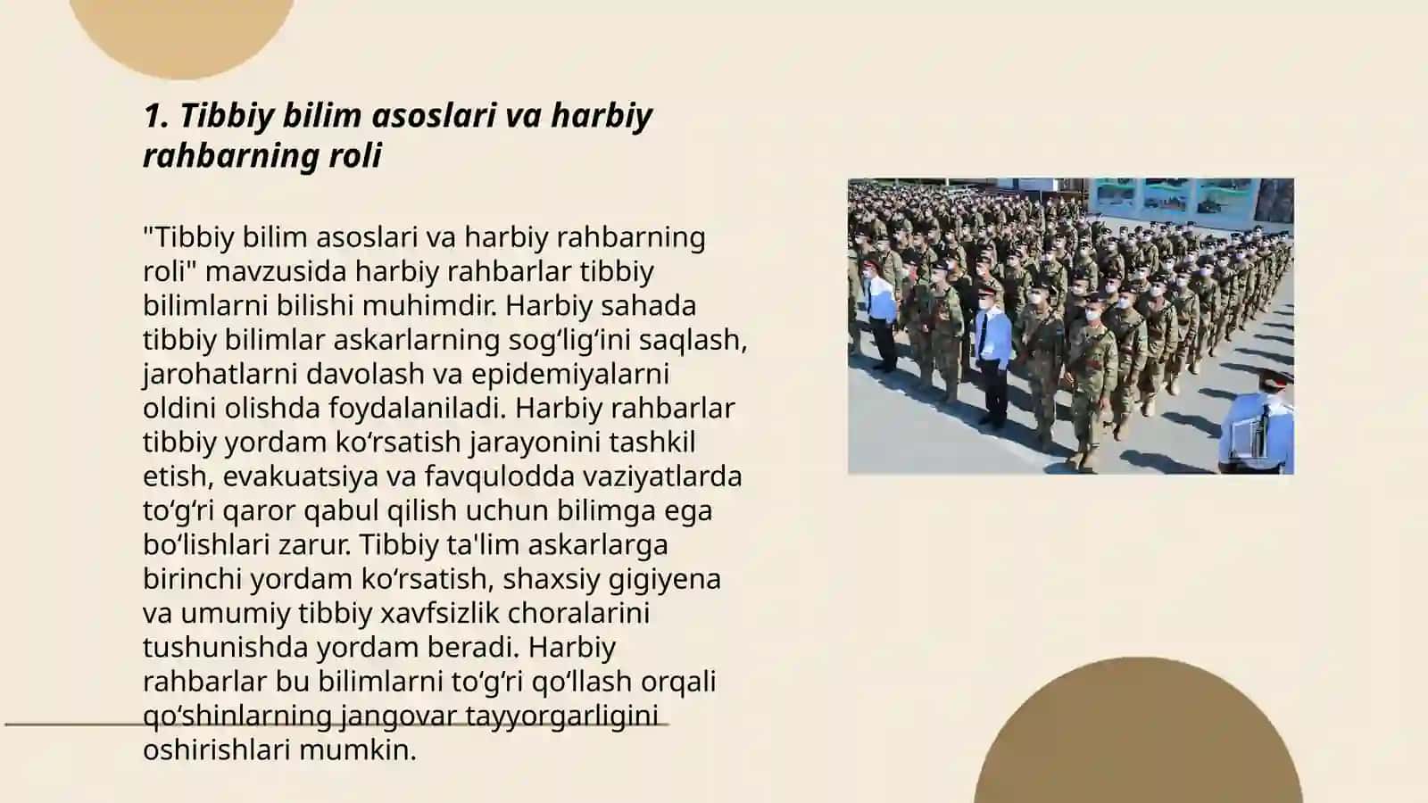 Harbiy rahbar va chqbt o'qituvchilariga tibbiy bilim asoslarini egallash boyicha qoyilgan kompitensiya talabalari 3
