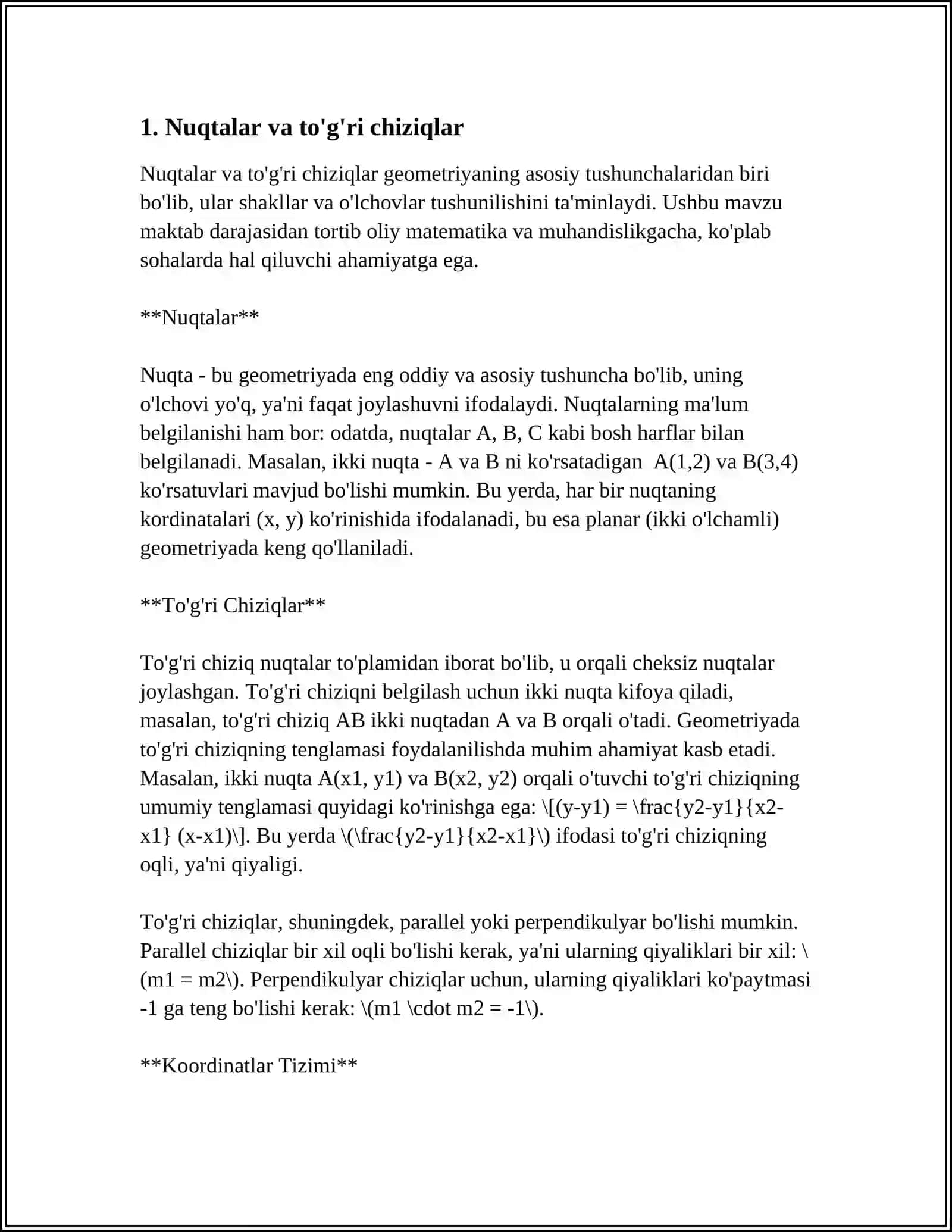 TIMSS XALQARO BAHOLASH DASTURIDA “GEOMETRIK SHAKLLAR VA O‘LCHASHLAR ” MAZMUN SOHASIGA OID TOPSHIRIQLAR TUZING 3