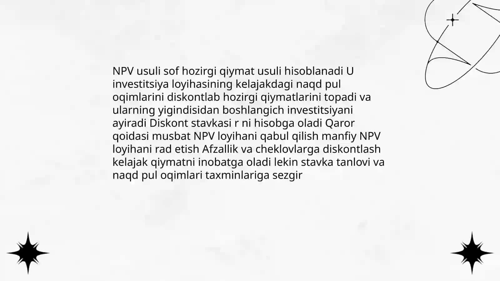 Investitsion loyihalarning moliyaviy tahlil usullari 3