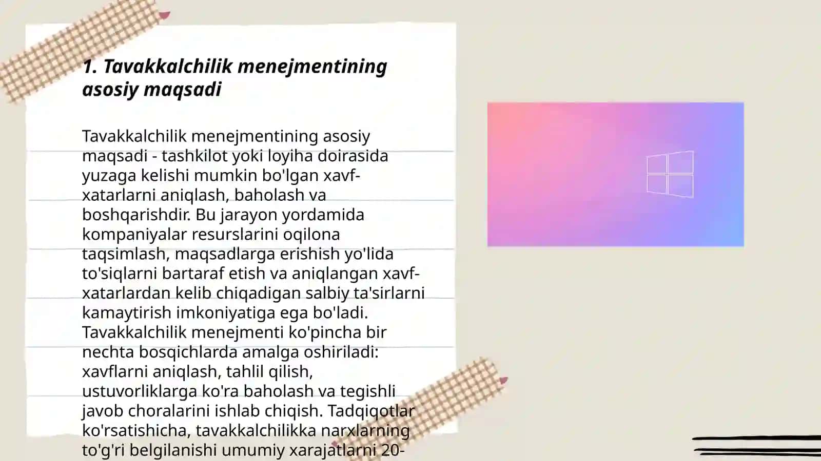 Tavakkalchilik menejmenti fanining maqsadi, mazmuni va asosiy tushunchalari 3