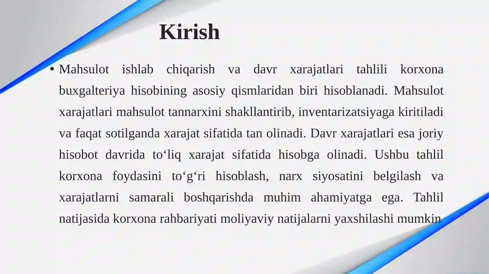 Mahsulot ishlab chiqarish va darajatlari tahlili 3