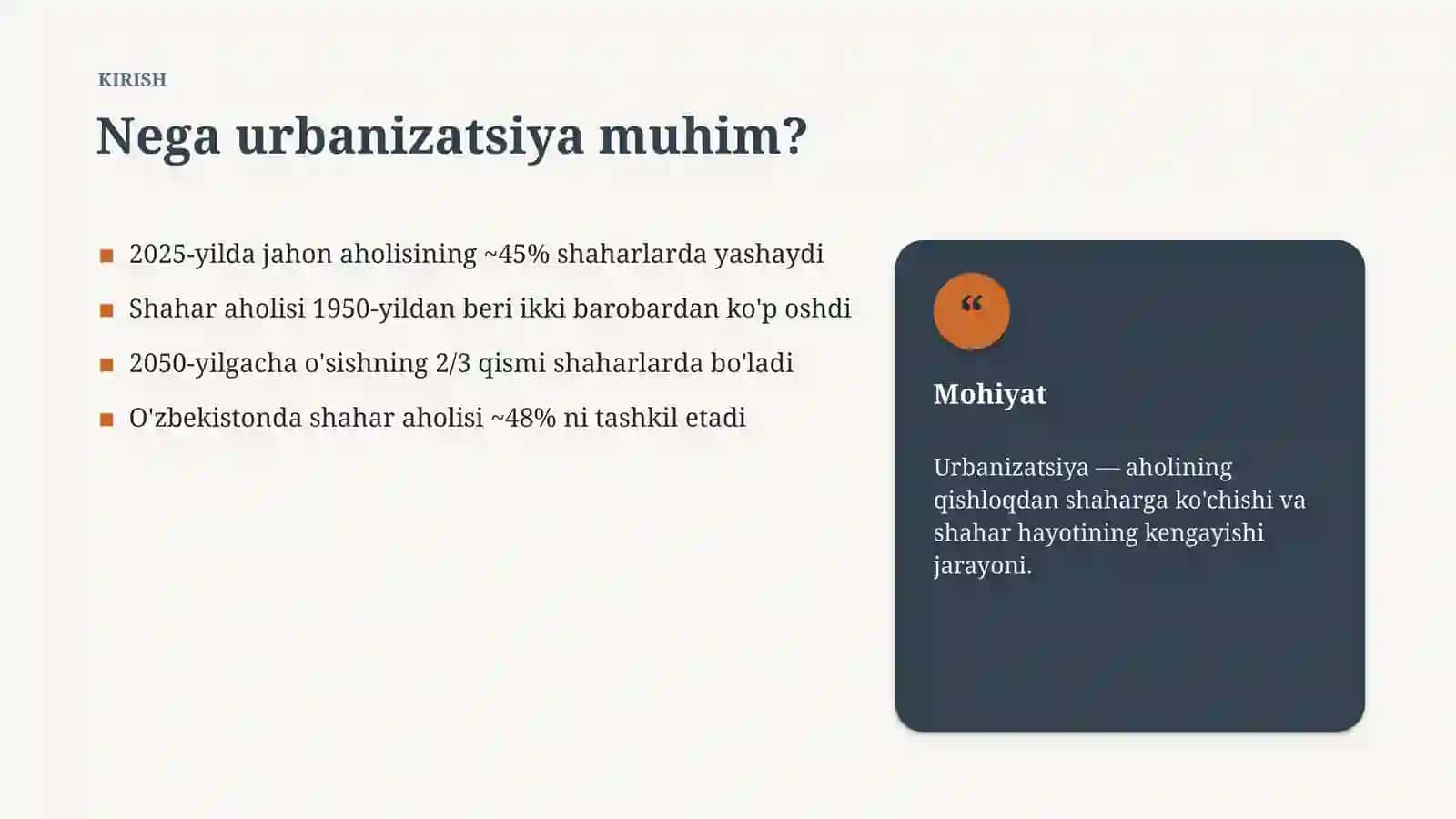 DEMOGRAFIYA VA SHAHARSOZLIK • #836425 3