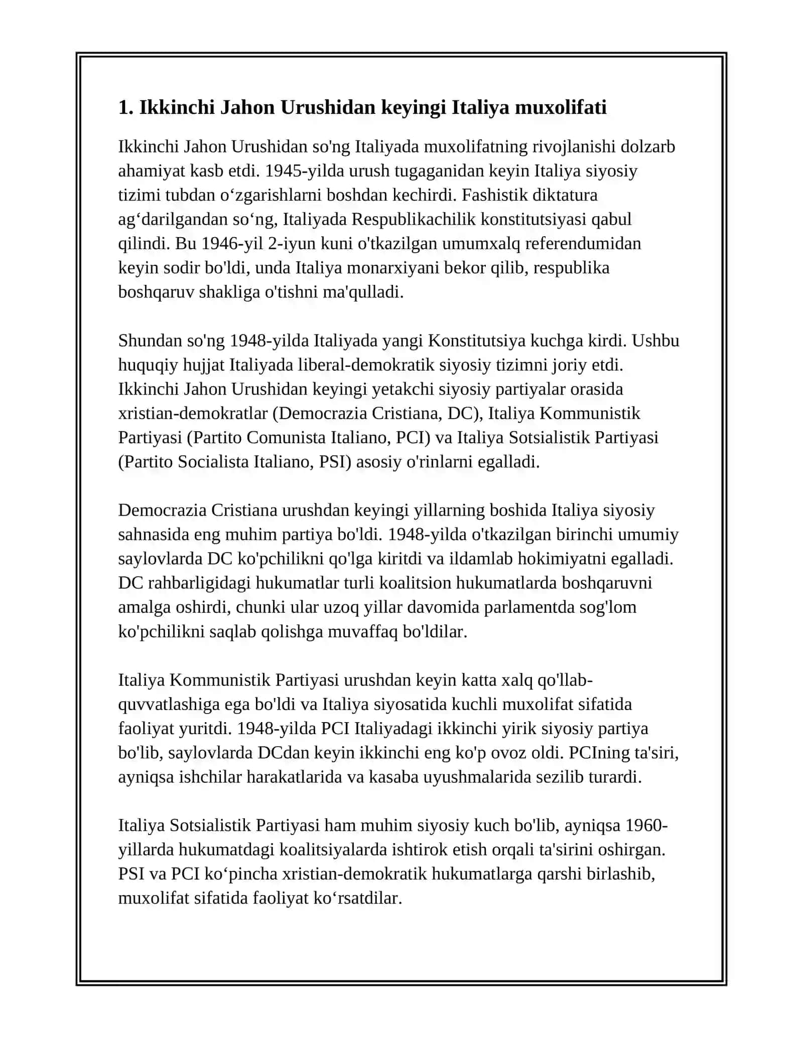 ITALIYA VA GERMANIYADAGI MUXOLIFAT KUCHLAR (20 ASR IKKINCHI YARMIDAN BUGUNGI KUNGACHA) 3