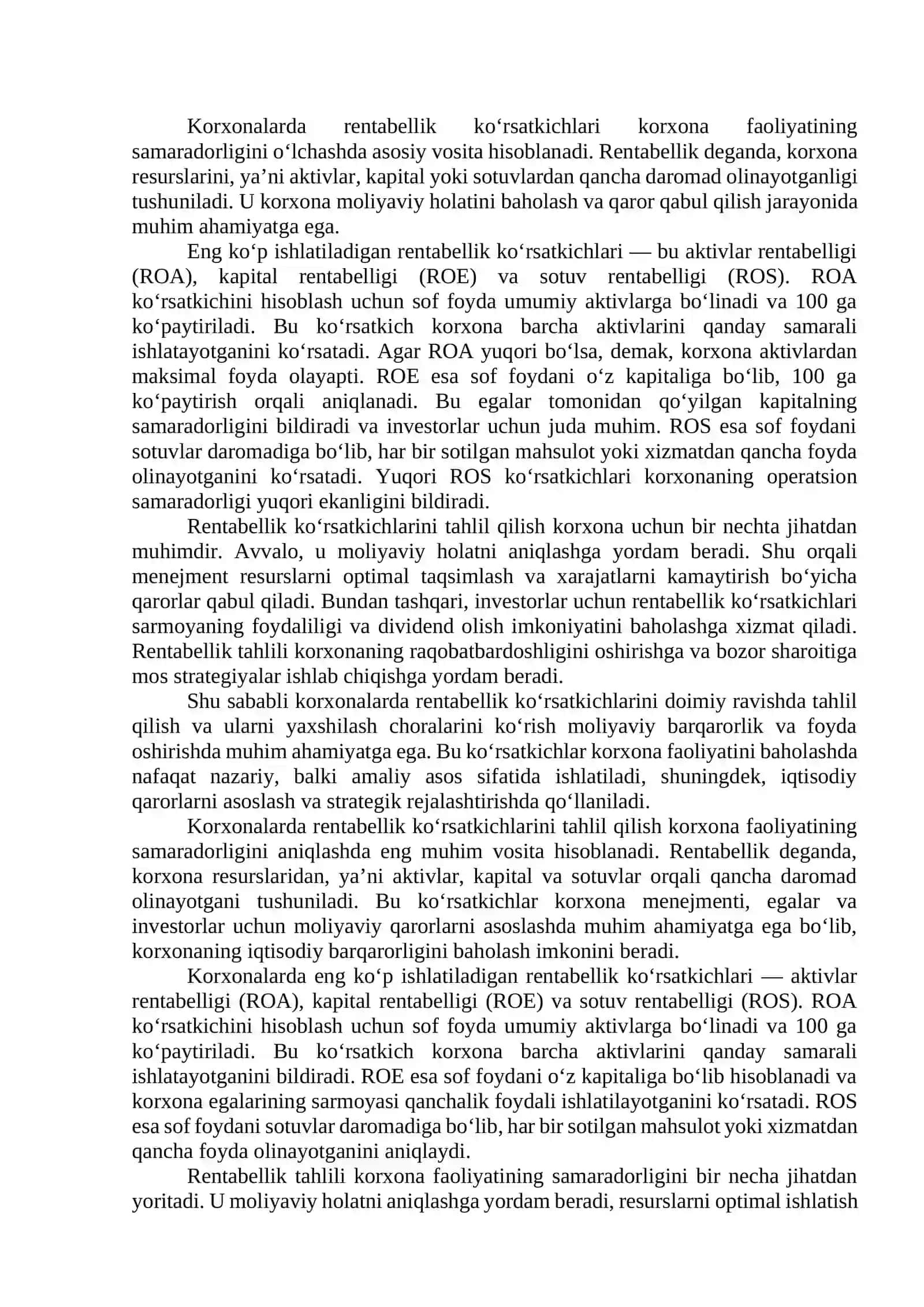 Rentabellik kuesatgichlari va ularning iqtisodiy mazmuni 3