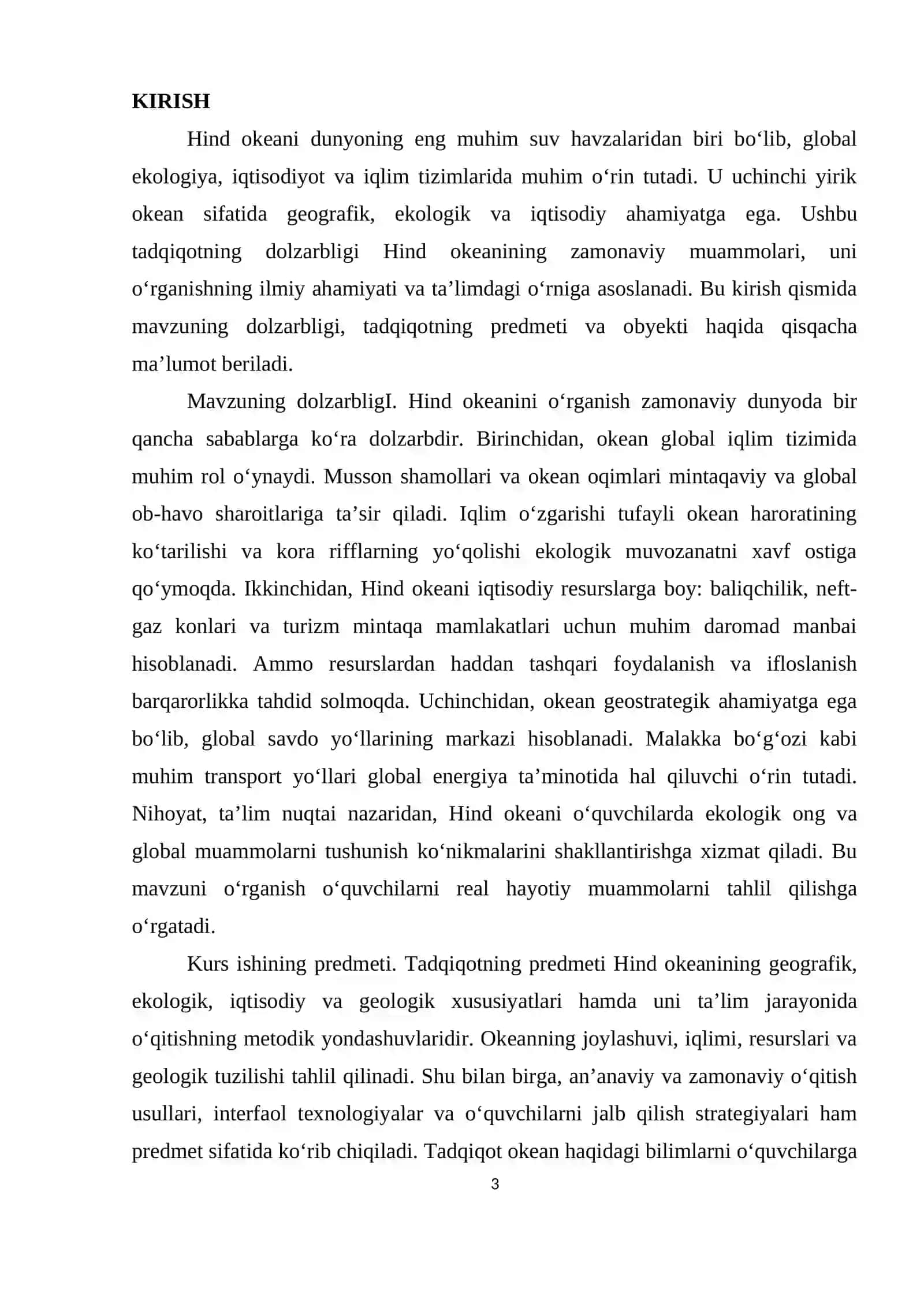 Materiklar va okeanlar geografiyasi kursida “Hind okeani” mavzusini o’rganish metodikasi 3
