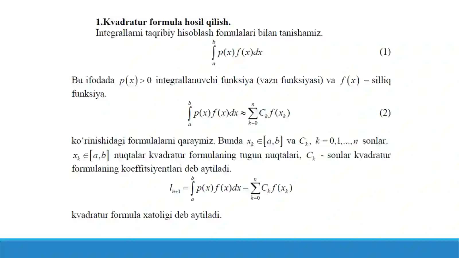 Interpolyatsion kvadratur formulalari 3