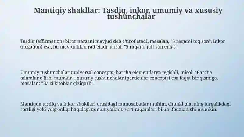 Tafakkurning mantiqiy shakllari va qonunlari 3