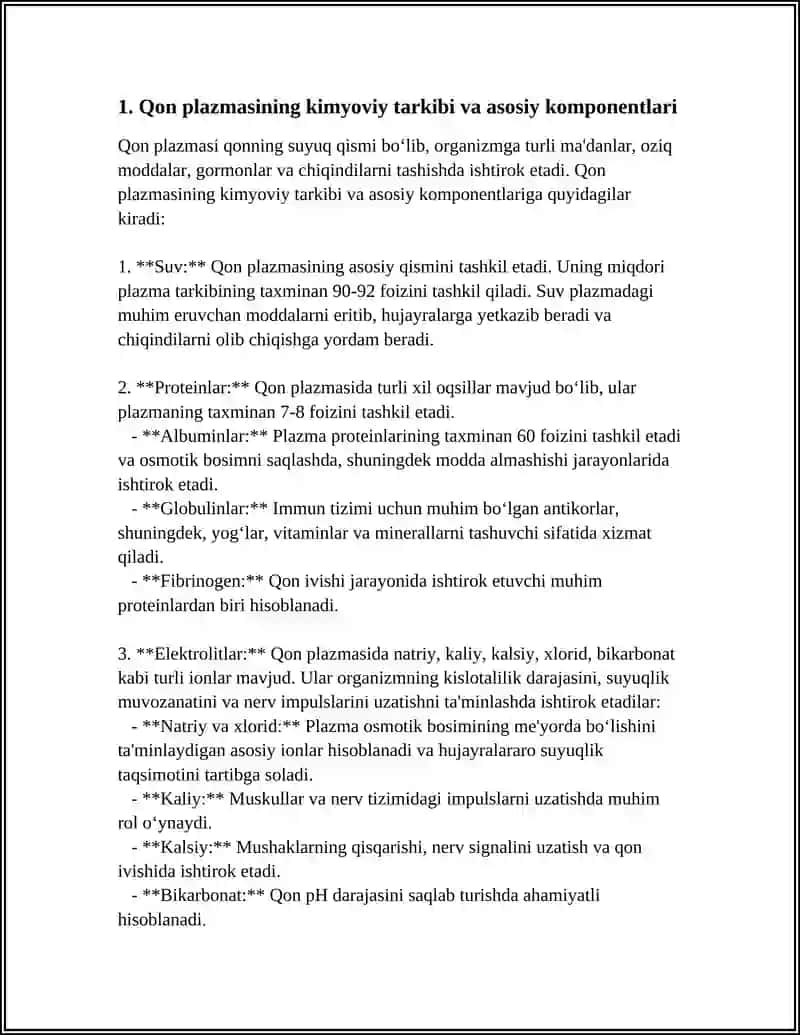 QON PLAZMASI ERITROTSITLARLAR FIZIOLOGIYASI 3
