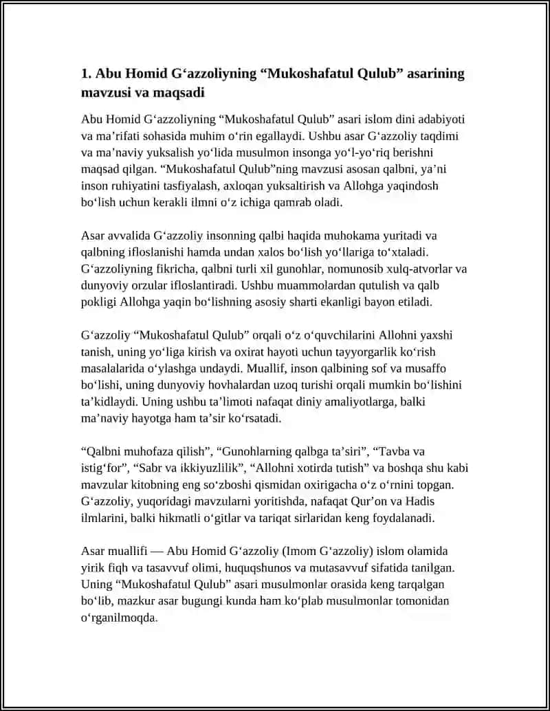 ABU HOMID GʻAZZOLIYNING “MUKOSHAFATUL QULUB” ASARI 3
