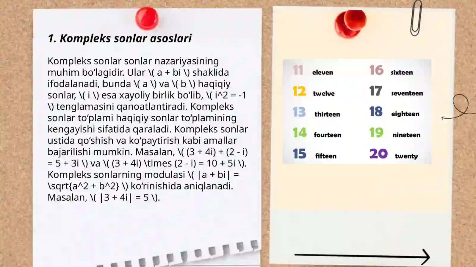 Kompleks sonlarning geometrik maʼnosi va trigonometrik shakli 3