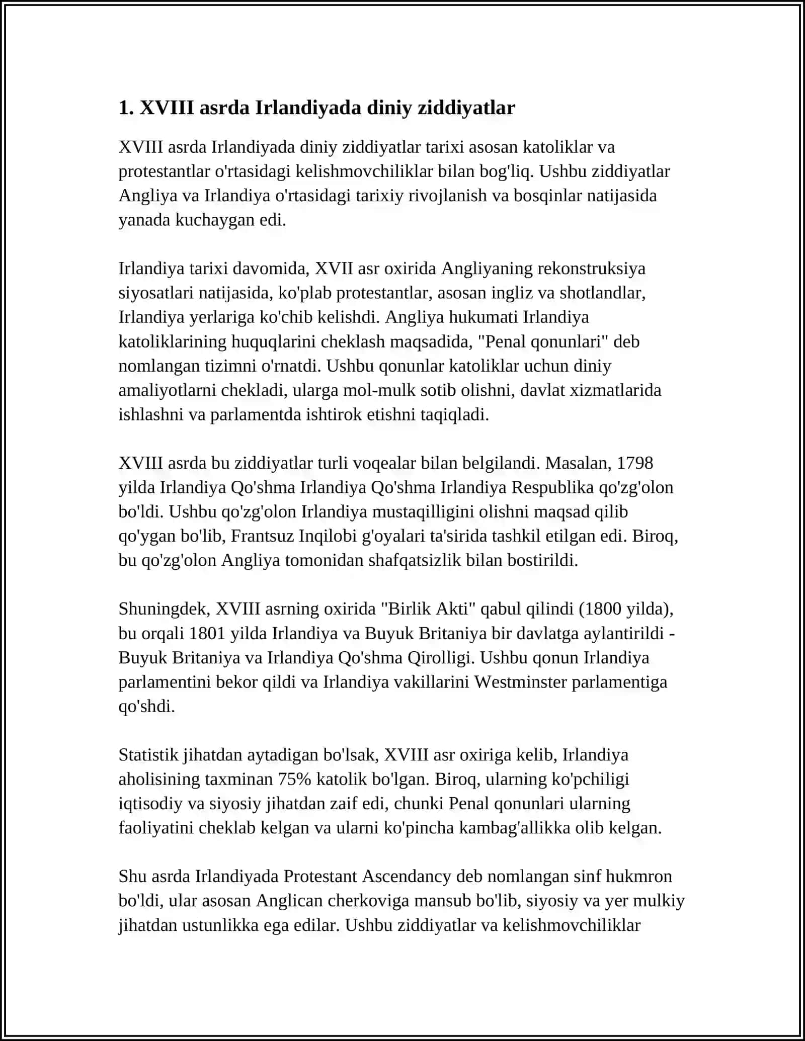 XVIII-XIX ASLARDA IRLANDIYA VA SHOTLANDIYA MASALALARI 3