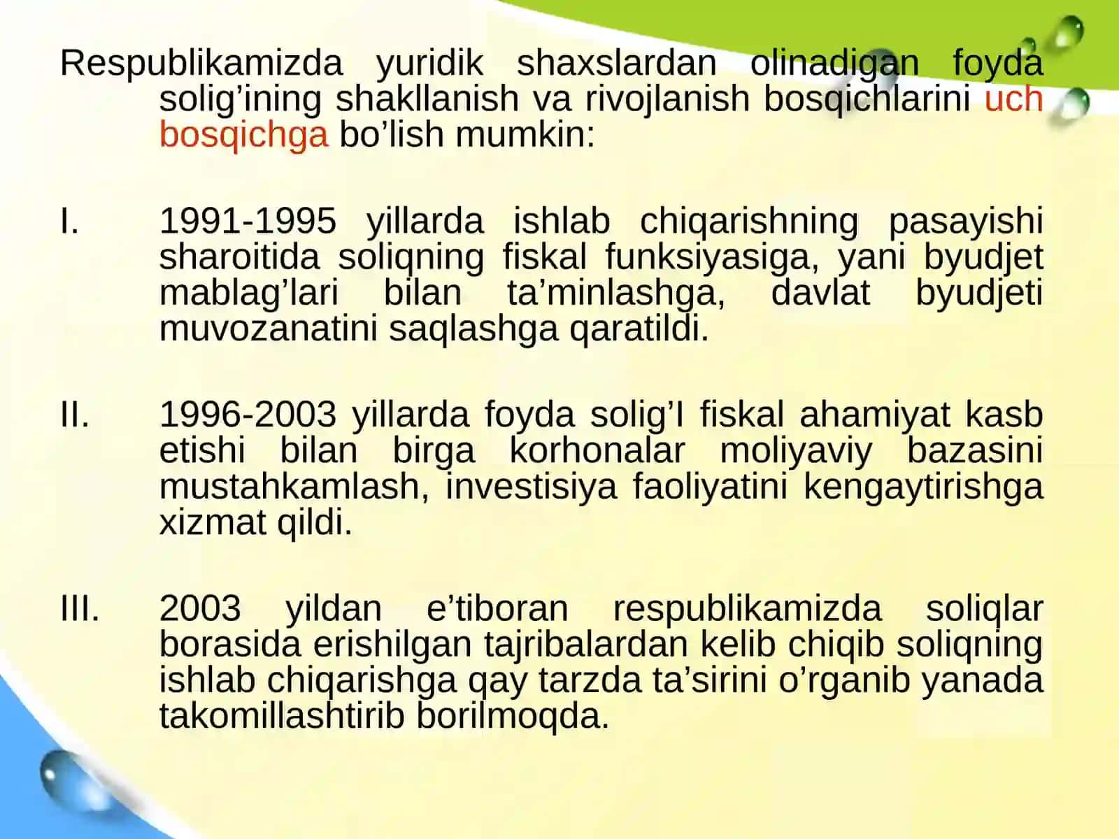 Yuridik shaxslardan olinadigan foyda solig'i 3