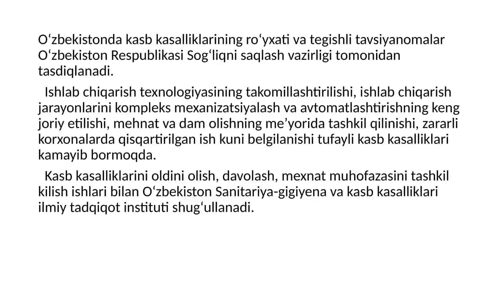 Kasb kasalliklarining etiologik omillari, tasnifi, diagnostikasi va oldini olish chora-tadbirlari 3