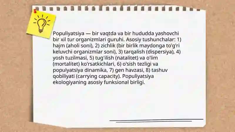 Populiyatsiyalarning va asosiy hususiyatlari 3