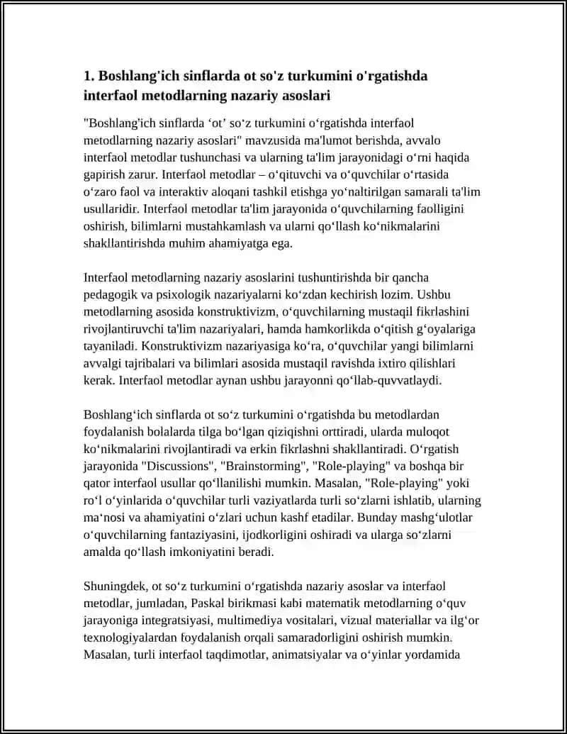 BOSHLANG'ICH SINFLARDA "OT" SO'Z TURKUMINI O'RGANISHDA INTERFAOL METODLARNING AHAMIYATI 3