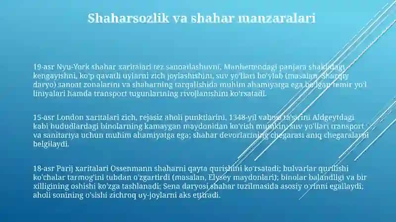 Tarixiy kartalarda aks ettirilgan obyektlar, voqea va hodisalarga taqriz yozish 3