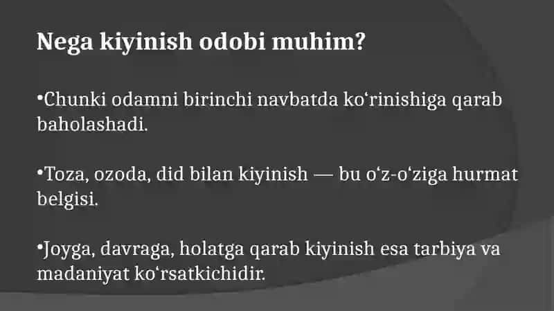 Kiyinish odobi 3