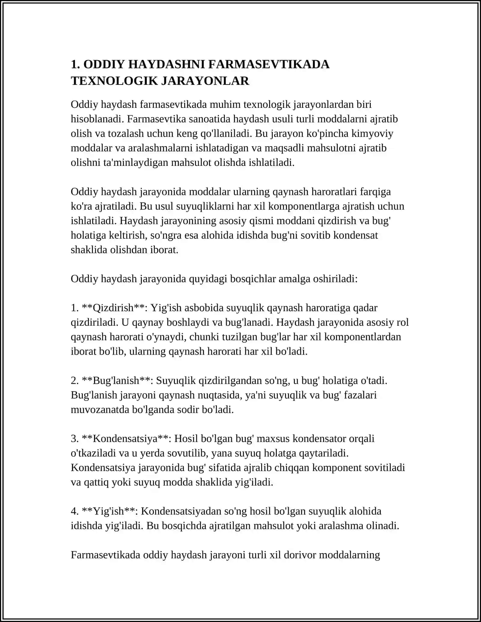Oddiy haydashni farmasevtikada texnologik jarayonlar 3